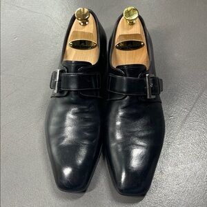 Prada Black Leather Single Monk Strap Oxfords Mens Dress Shoes Leather Size 6